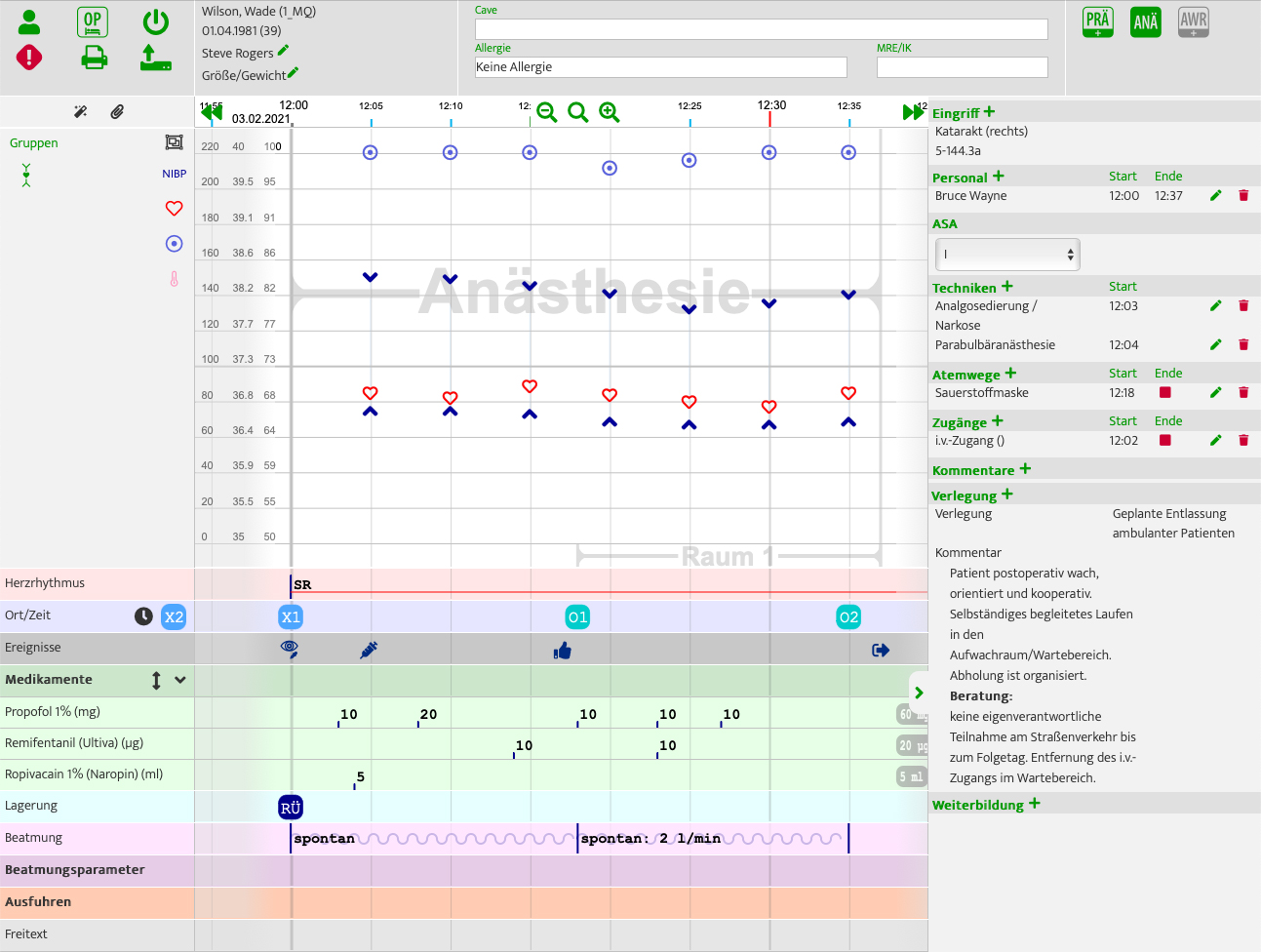 Anaesthesia filled (german screenshot)